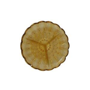 Vtg Anchor Hocking FAIRFIELD Divided Amber Glass Serving Dish 8.5